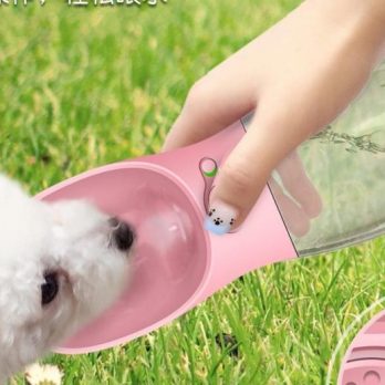 Portable Dog Water Bottle 350ml – Pink, White, Blue, SKU: 016