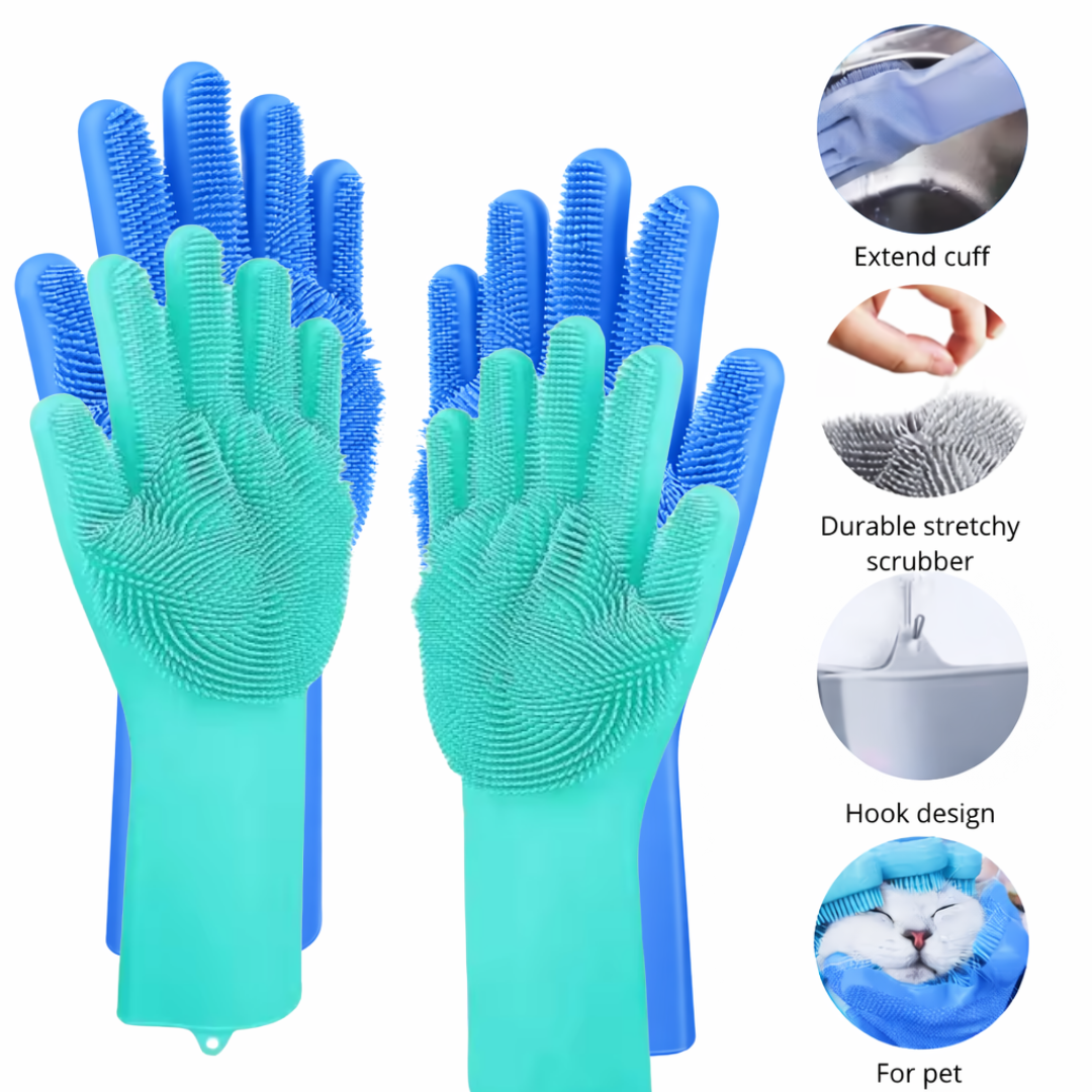 SILICONE KITCHEN CABIN WASHING GLOVES- different colours SKU: 074