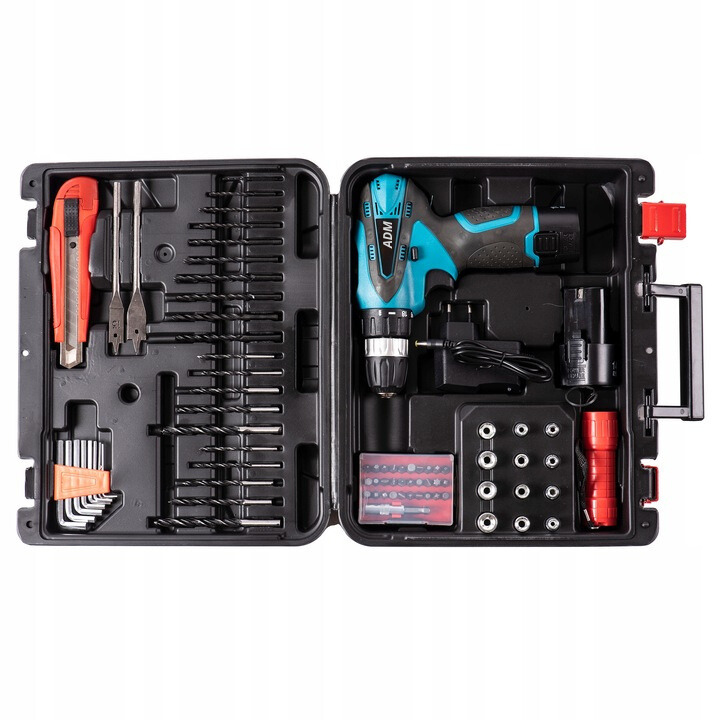 ADM CORDLESS SCREWDRIVER 12V TWO BATTERIES SET 77PCS, SKU: 395