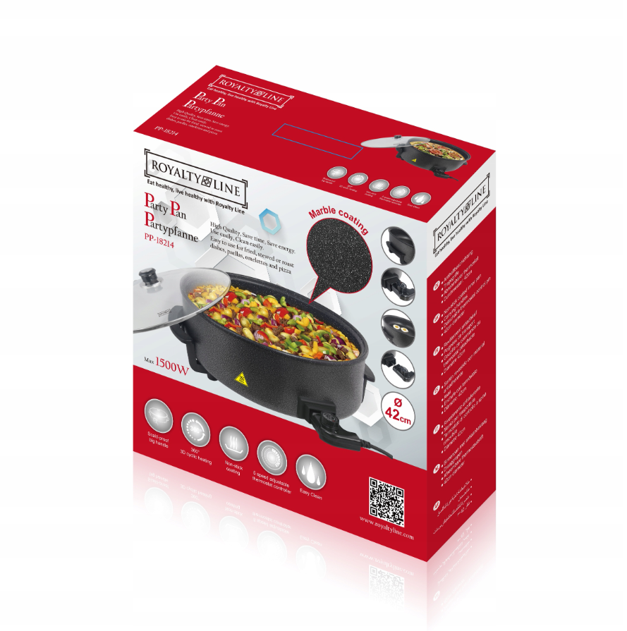 MULTIFUNCTIONAL ELECTRIC FRYING PAN 1500W WITH NON-STICK MARBLE COATING, SKU: 481