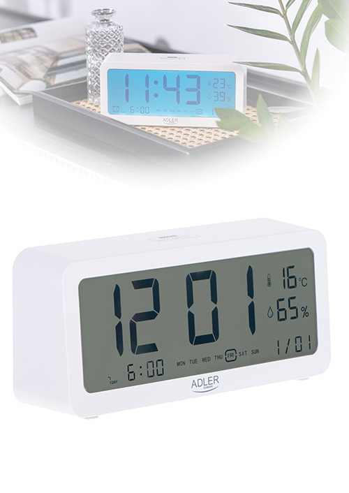 Adler Battery Alarm Clock – White SKU: AD 1195w