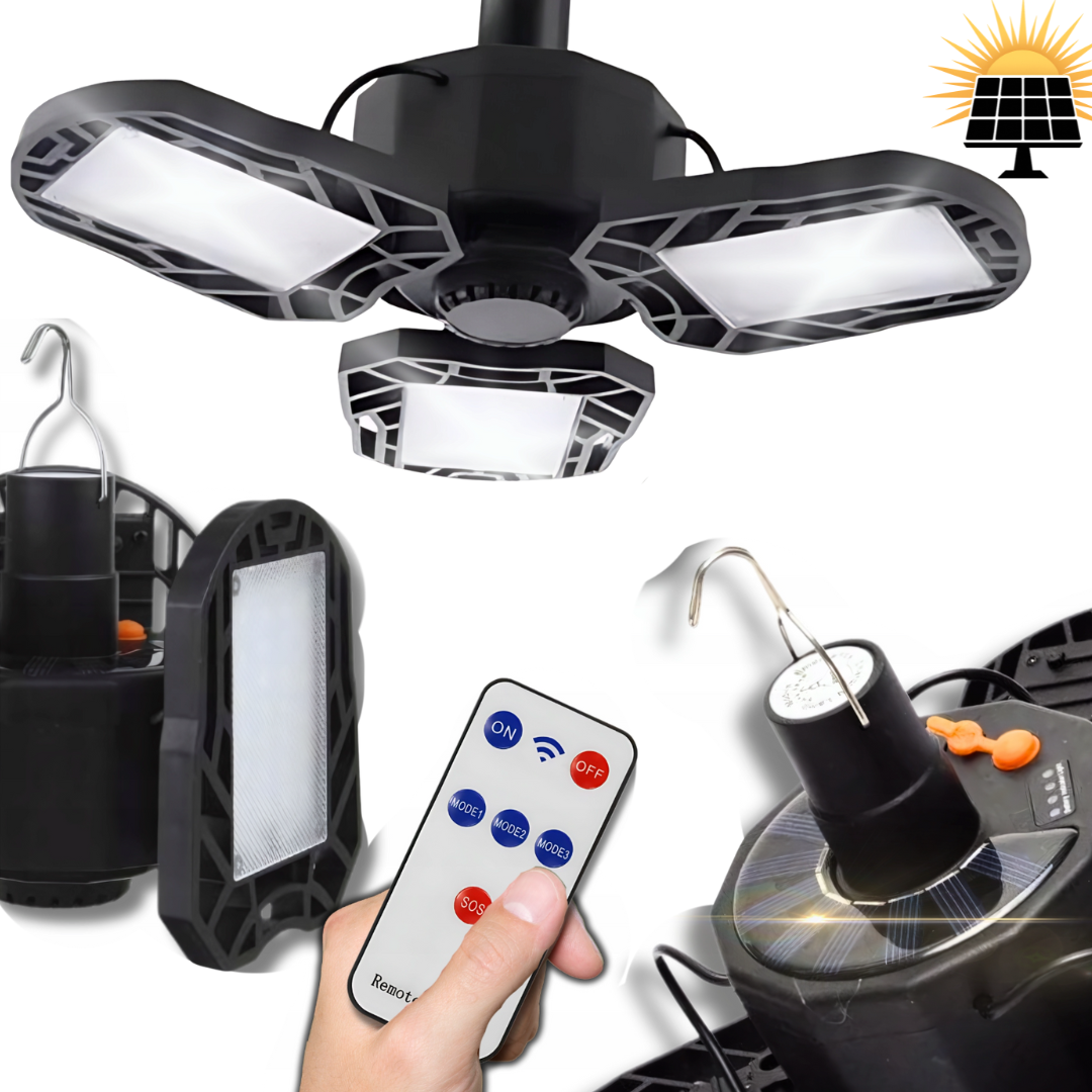 Solar LED Hanging Lamp with Panel for Garage, Workshop & Outdoor Use, SKU:340