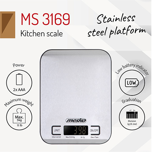 Mesko Kitchen scale – INOX SKU: MS 3169