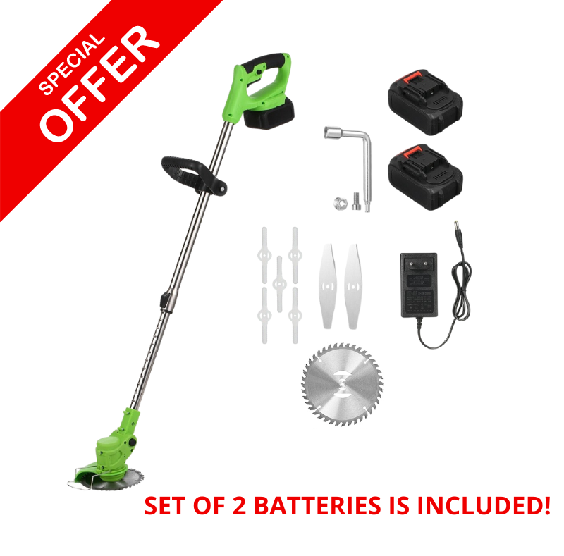 ADM CORDLESS LAWN TRIMMER WITH LITHIUM BATTERY + 2 BATTERIES, SKU: 456