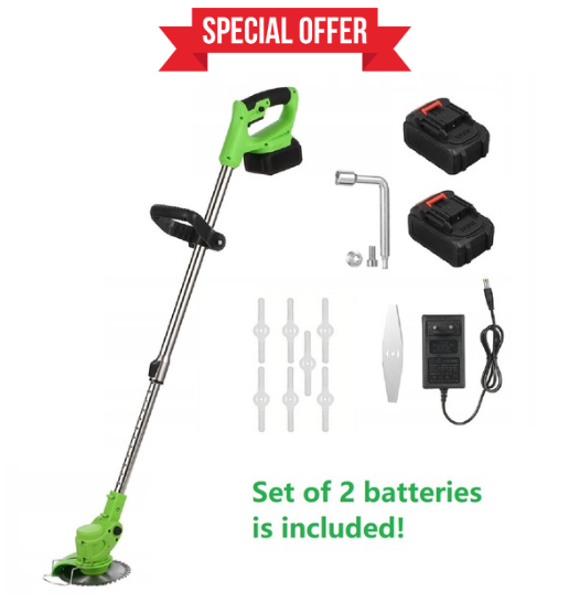 CORDLESS LAWN TRIMMER WITH LITHIUM BATTERY + 2 BATTERIES, SKU: 456