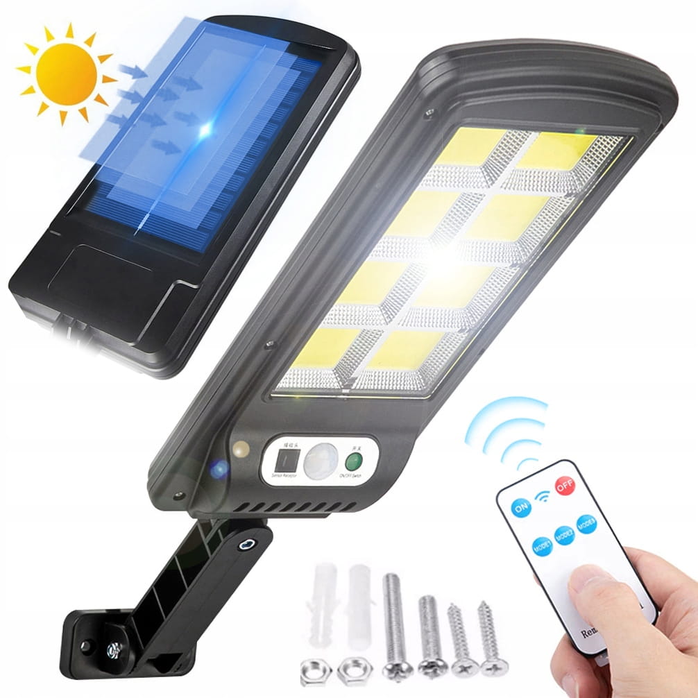 SOLAR STREET LAMP WITH MOTION SENSOR 1,800 mAh + REMOTE CONTROL, SKU: 507