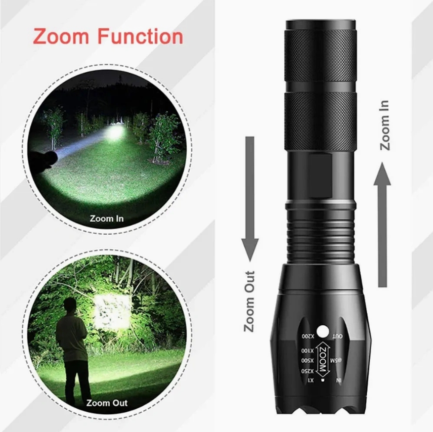 SUPER STRONG TACTICAL FLASHLIGHT TWO TYPES OF POWER SUPPLY, SKU: 290