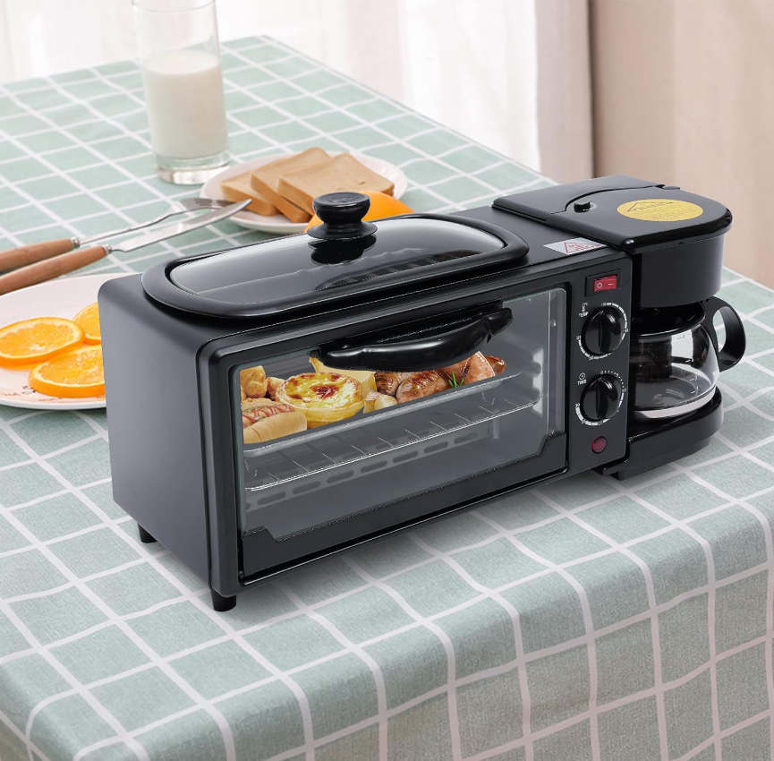 3-in-1 BREAKFAST MAKER WITH COFFEE MAKER, GRILL, TOASTER OVEN,  SKU: 2195