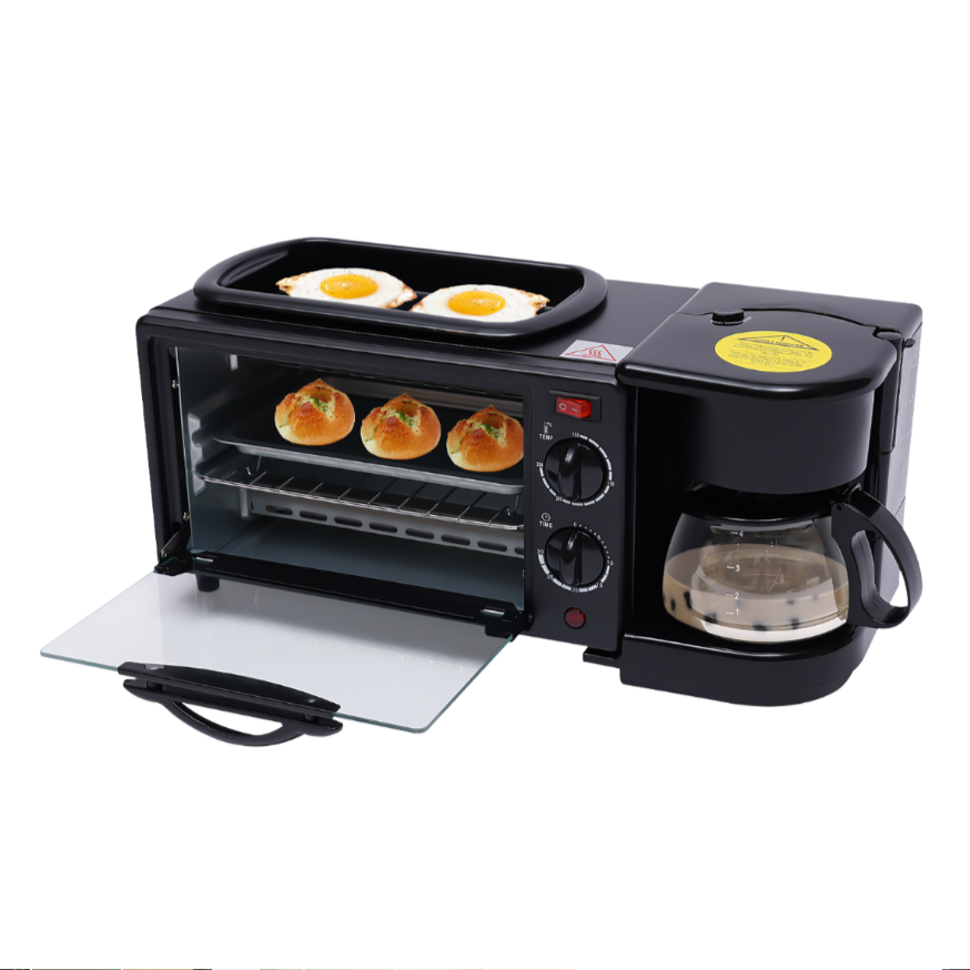 3-in-1 BREAKFAST MAKER WITH COFFEE MAKER, GRILL, TOASTER OVEN,  SKU: 2195