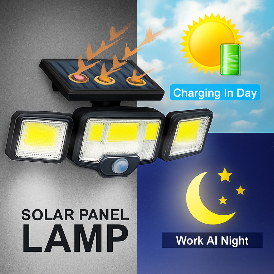 SOLAR LAMP 204 COB SEPARATE PANEL + REMOTE CONTROL SKU: 376