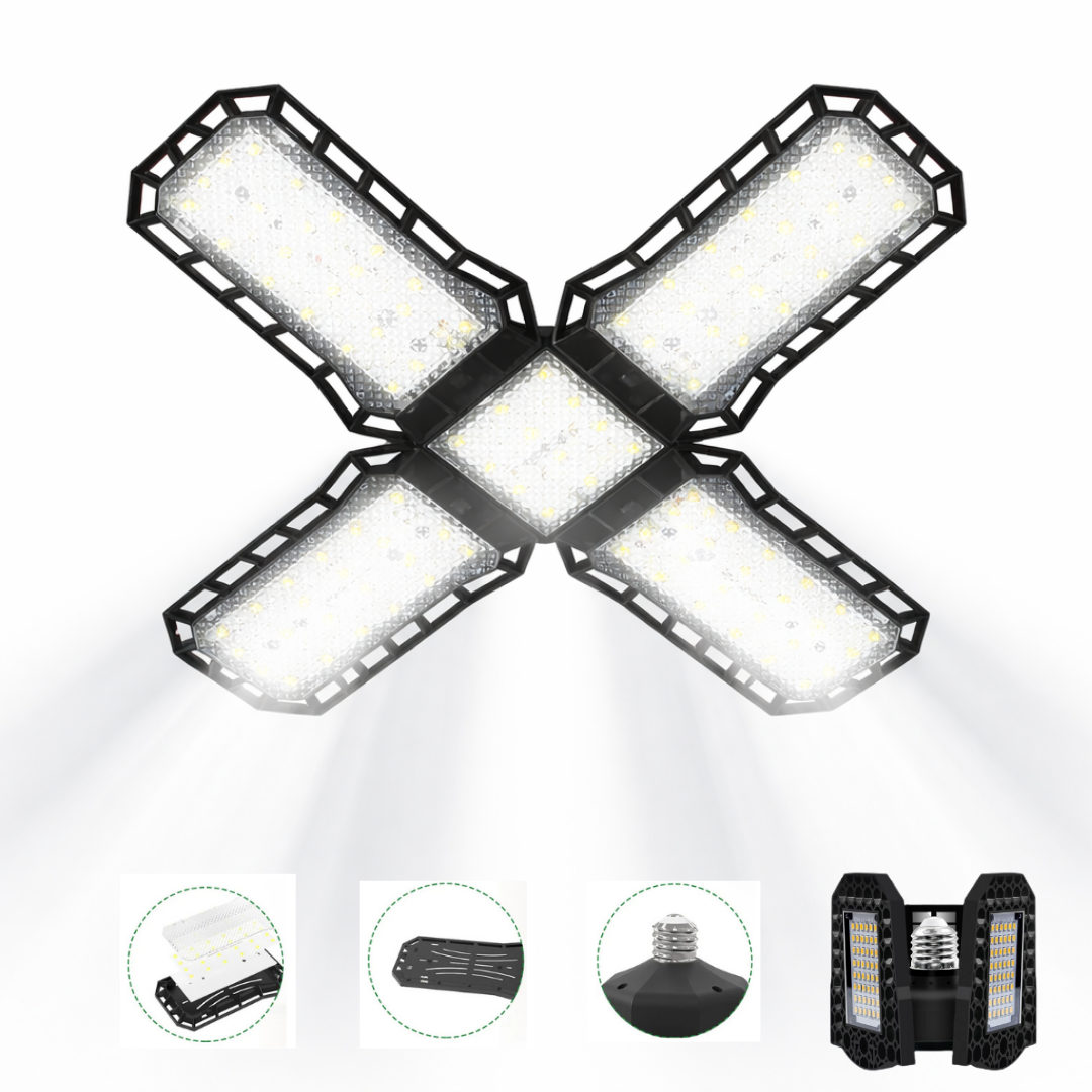 High-Power Foldable LED Lamp for Garage, Warehouse & Workshop, SKU:166