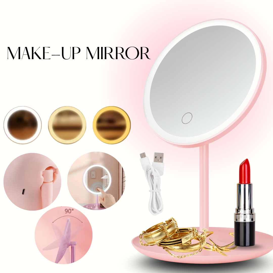 COSMETIC MAKE-UP MIRROR WITH TRICOLOR LED LIGHT, SKU:107
