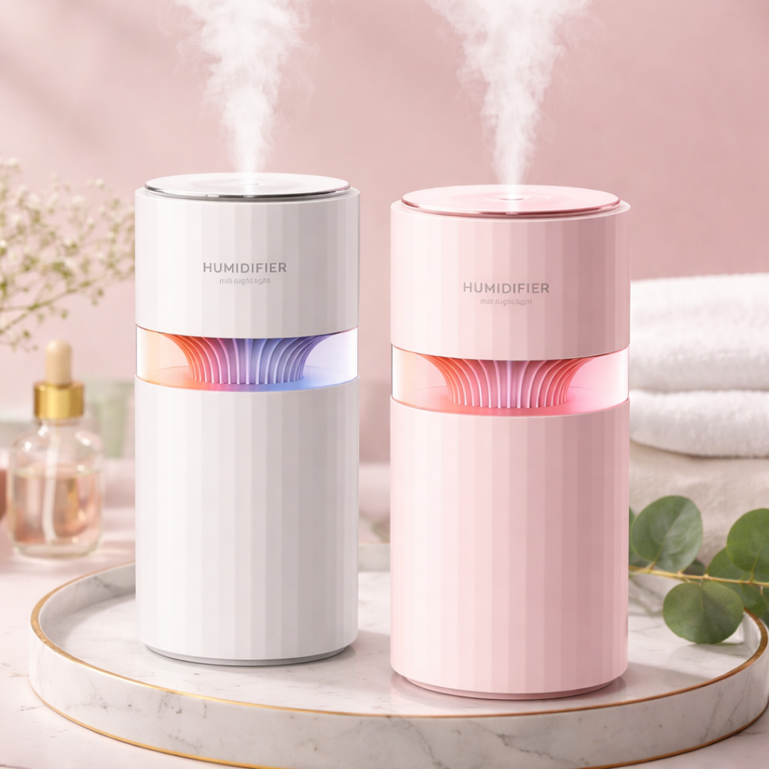 2-in-1 Desk Humidifier and Night Light-White\Pink colours, SKU: 277