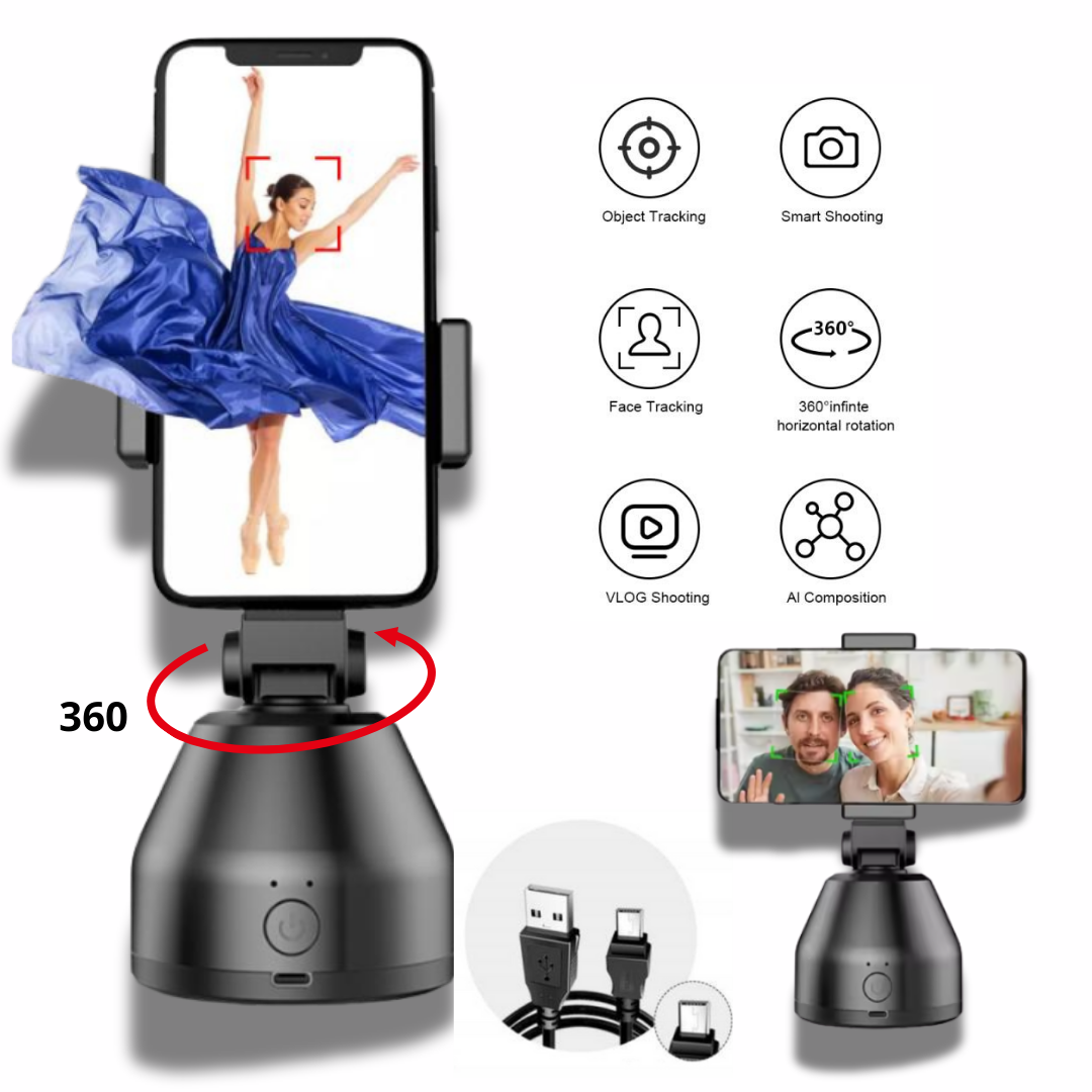360° Smart Rotating Phone Holder with Face Tracking, SKU: 044