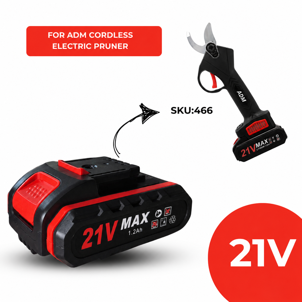 21V Battery For ADM Cordless Electric Pruner , SKU: 2133
