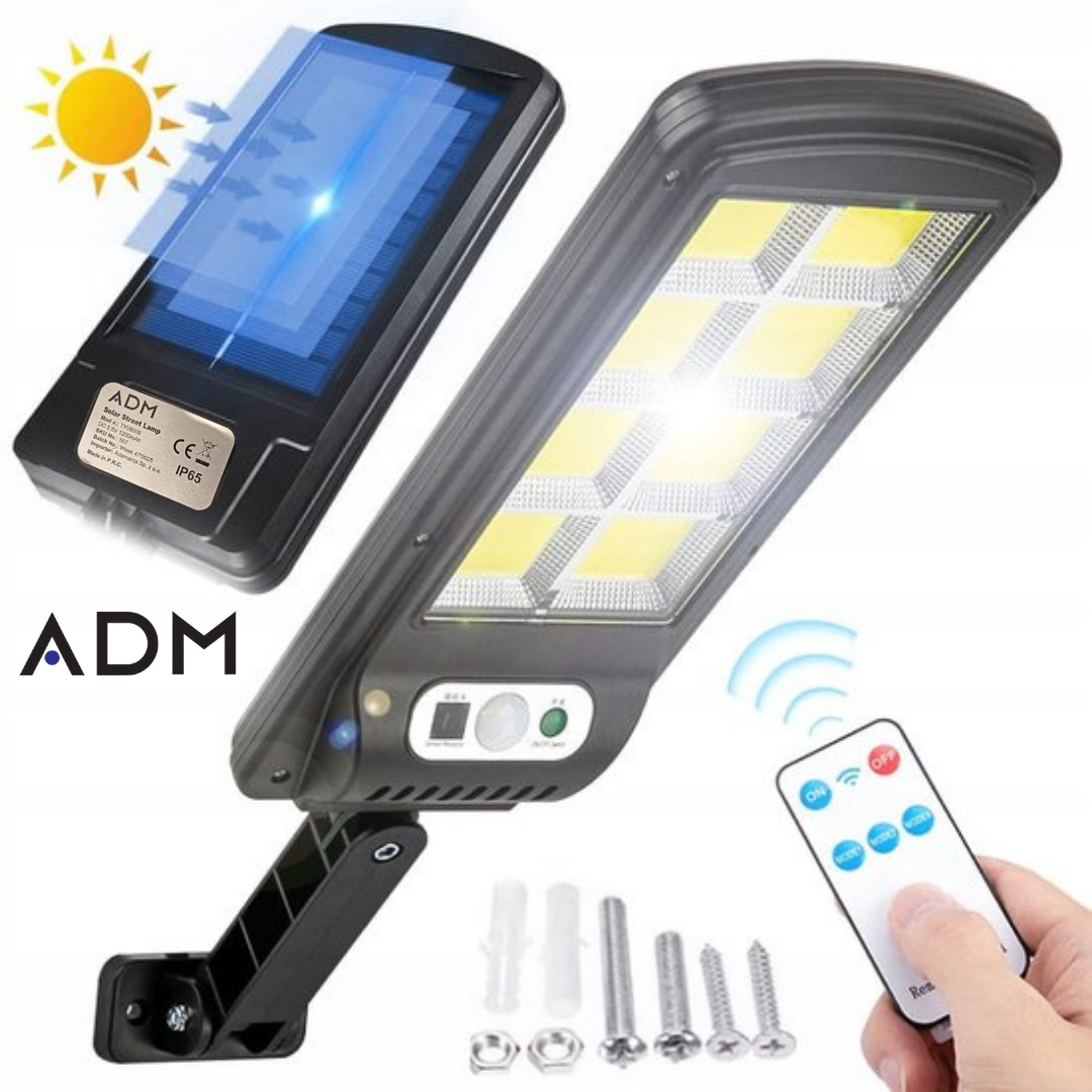 ADM SOLAR STREET LAMP WITH MOTION SENSOR 1,200 mAh + REMOTE CONTROL, SKU: 507
