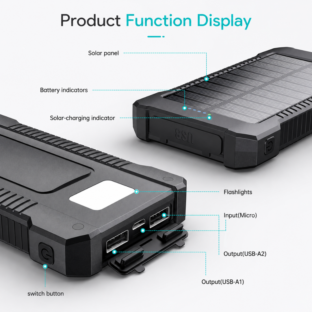 SOLAR POWERBANK Compass – 8 000 mAh , SKU: 352
