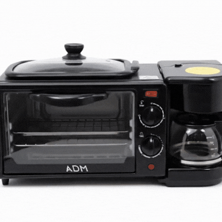 3-in-1 BREAKFAST MAKER ADM WITH COFFEE MAKER, GRILL, TOASTER OVEN, SKU: 2195