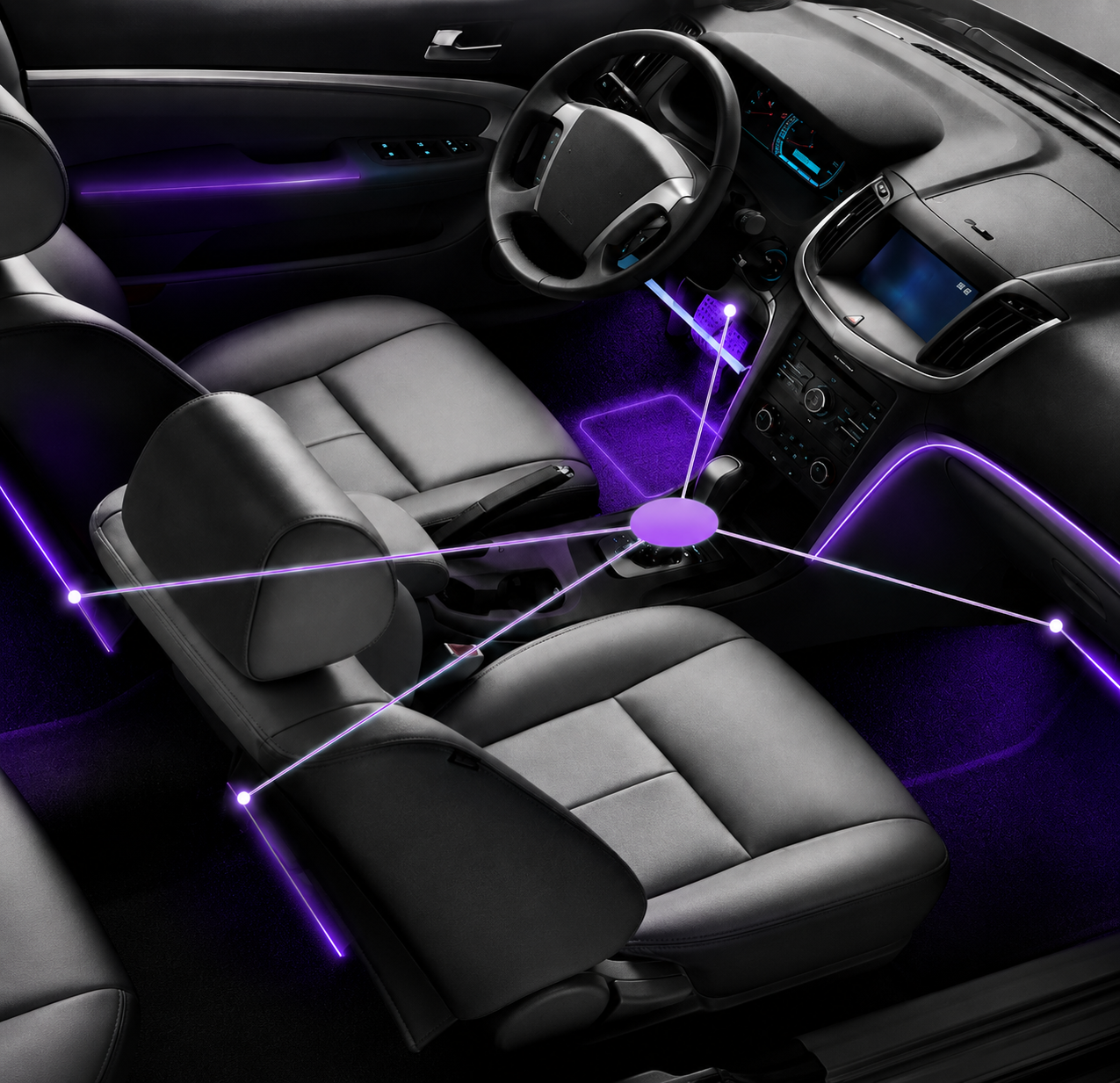 Car Interior LED Atmosphere Lights 12V with Music Sync & Remote Control, SKU: 2280 - Image 4
