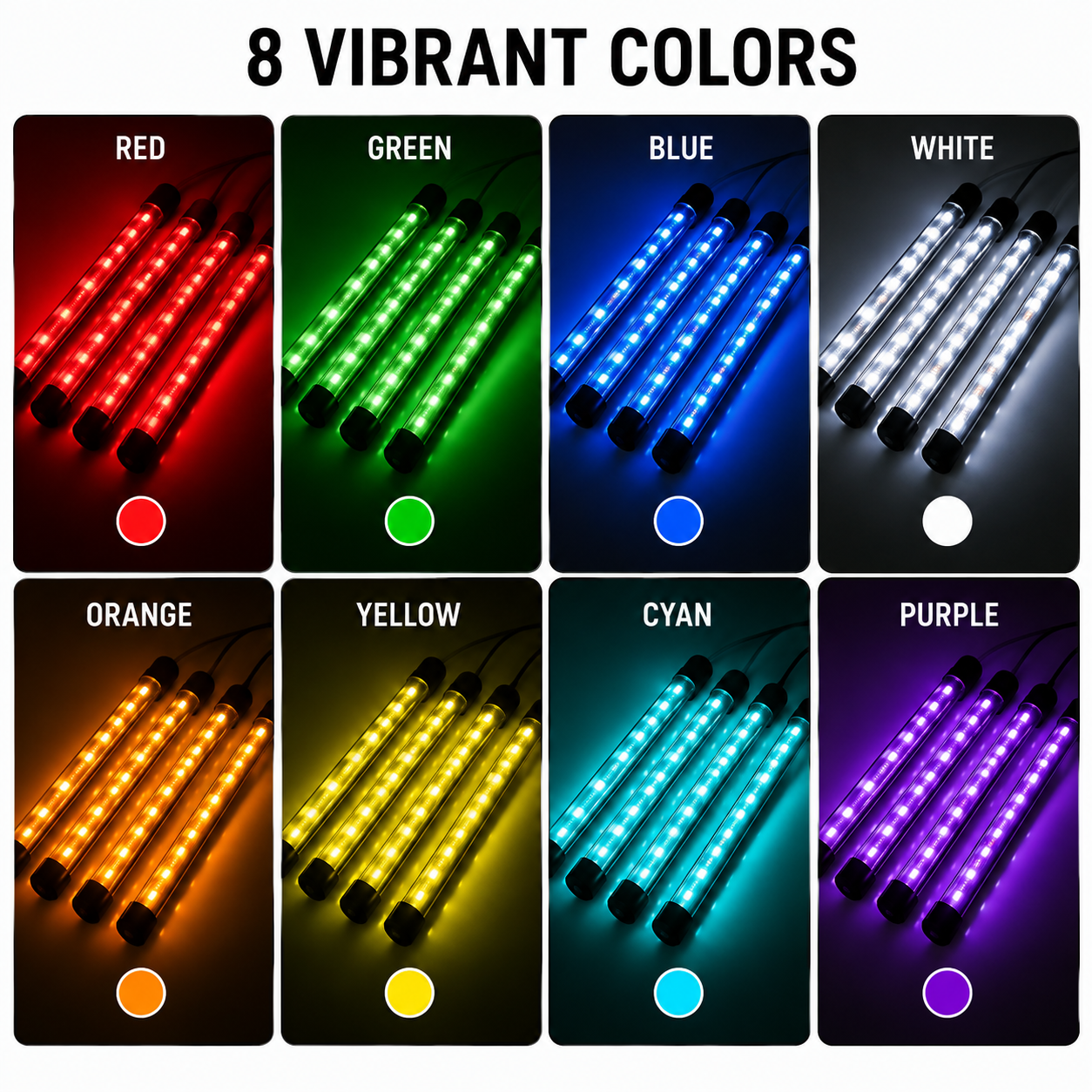 Car Interior LED Atmosphere Lights 12V with Music Sync & Remote Control, SKU: 2280