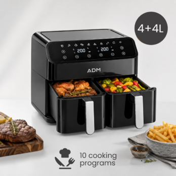ADM Double Air Fryer – 2-baskets 8L, SKU: 550