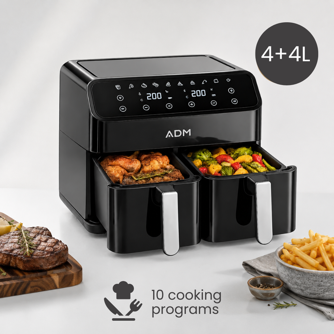 ADM Double Air Fryer – 2-baskets 8L, SKU: 550