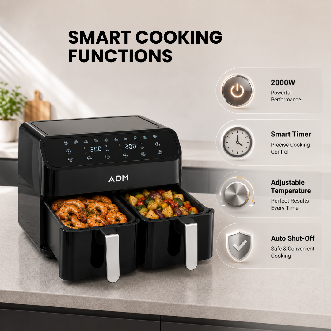 ADM Double Air Fryer – 2-baskets 8L, SKU: 550 - Image 4