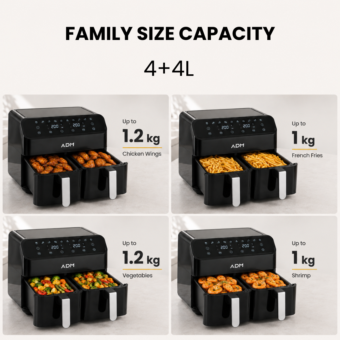 ADM Double Air Fryer – 2-baskets 8L, SKU: 550 - Image 5