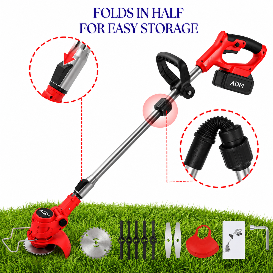 ADM Cordless Foldable Lawn Trimmer + 2 batteries  , SKU: 543