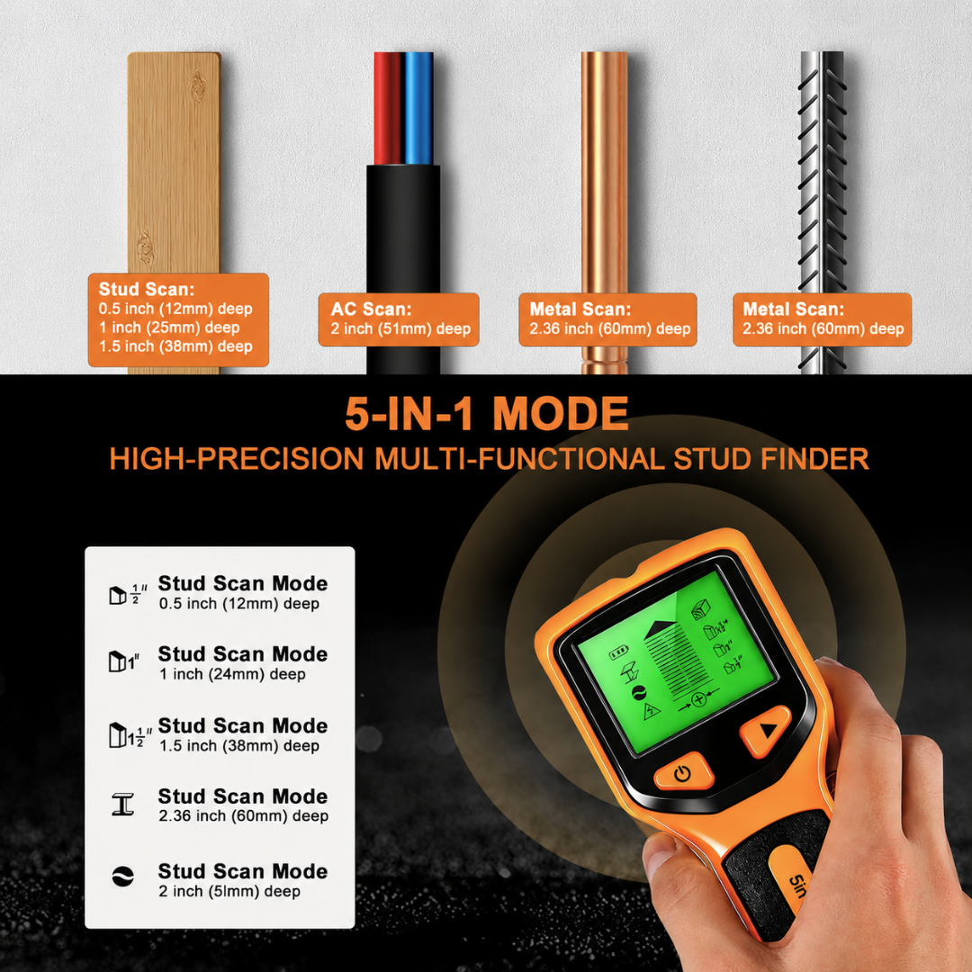 ADM 5-in-1 Stud Finder & Wall Detector, SKU: 7078