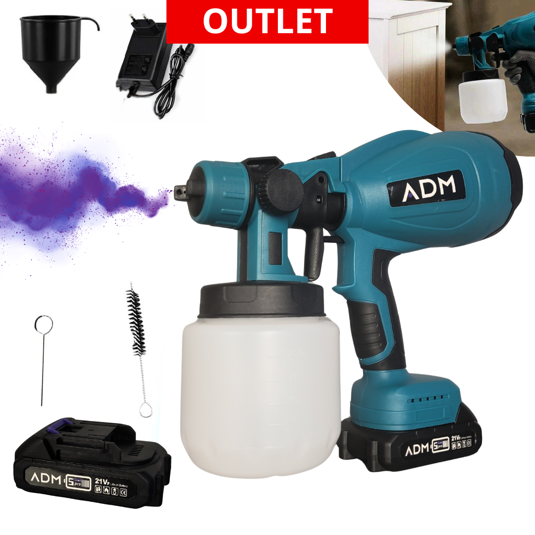 ADM Cordless Paint Sprayer 21V with 2 Lithium Batteries, SKU: 537_boxdmg | OUTLET