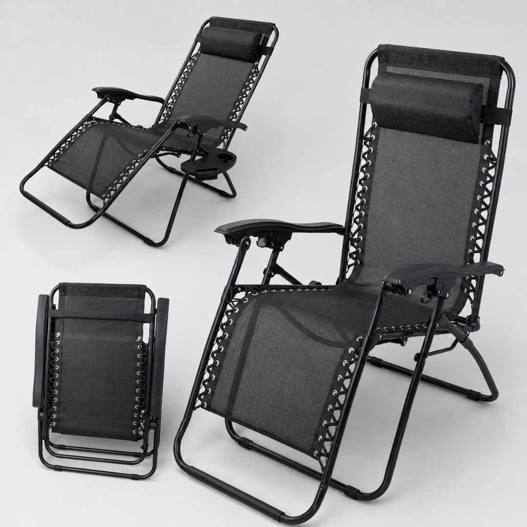 ADM Adjustable Reclining Outdoor Lounge Chair with Cup Holder, SKU: 7080