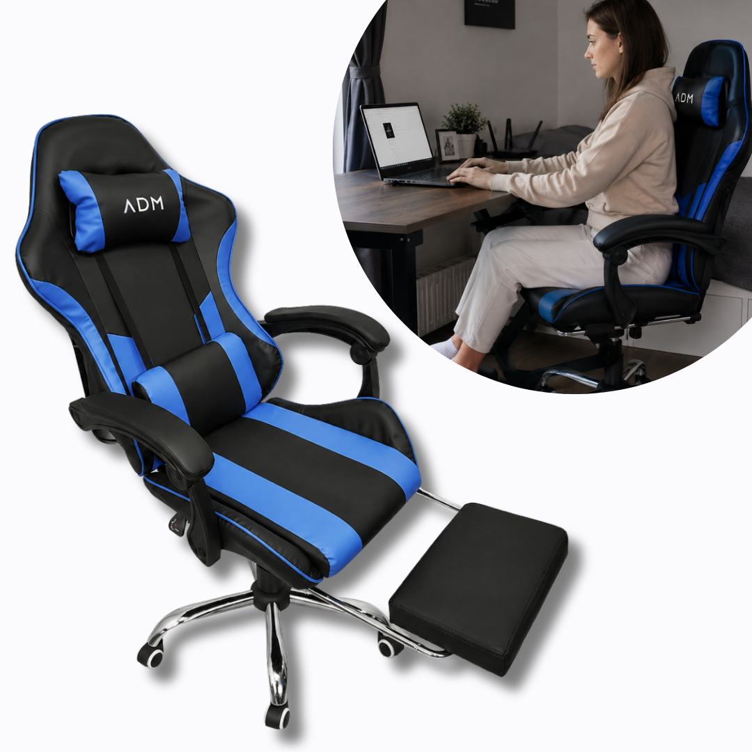 ADM Ergonomic Gaming Chair with Footrest, SKU: 7082