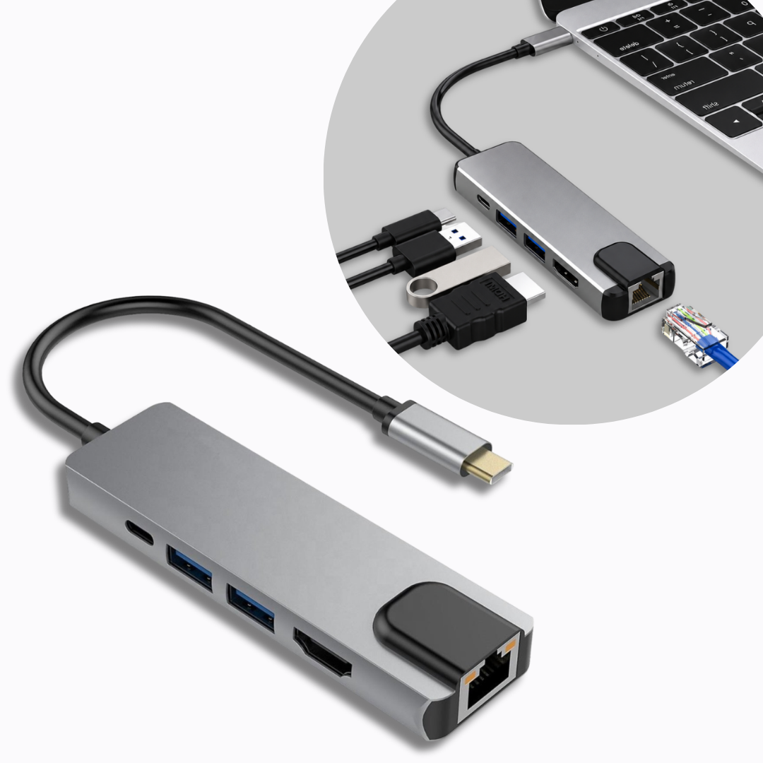 USB-C Hub 5-in-1 Multiport Adapter HDMI 4K, SKU: 7123