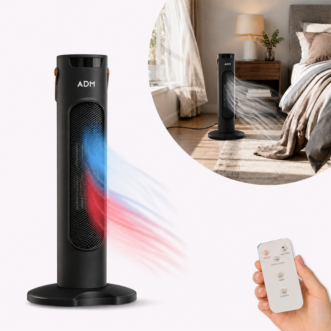 ADM Air Blower with Cool Fan & Heating Modes | Oscillation | 1500W, SKU: 6062 – Black