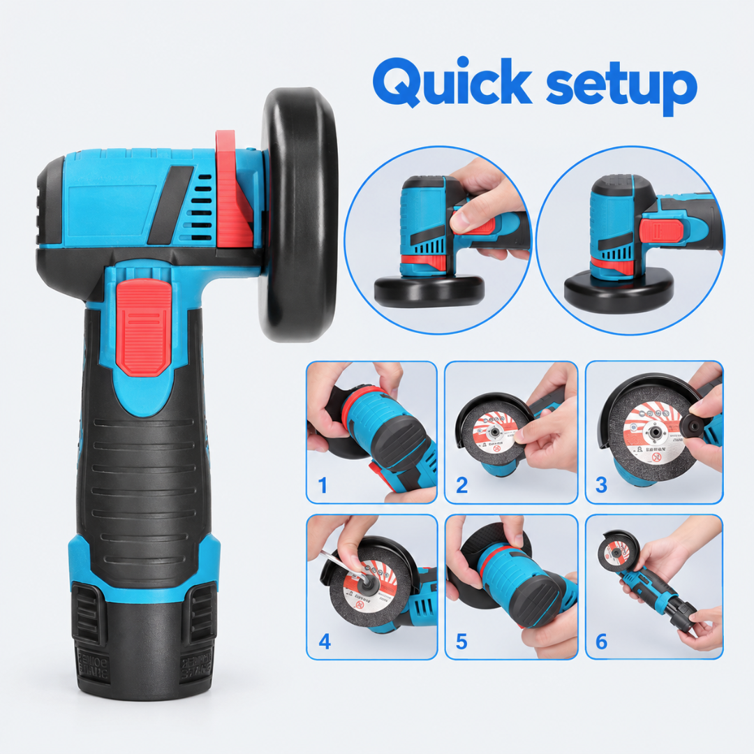 12V Cordless Angle Grinder with 2 ADM Batteries, SKU: 7119 - Image 3